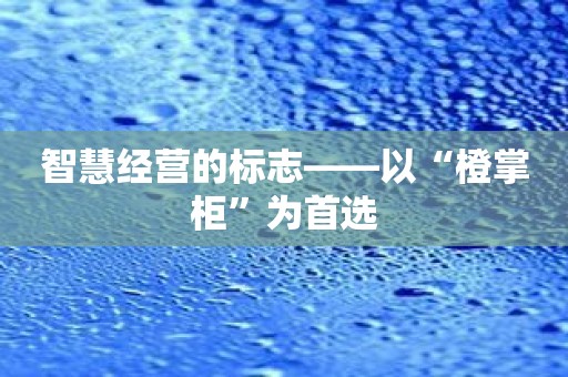 智慧经营的标志——以“橙掌柜”为首选