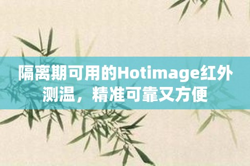 隔离期可用的Hotimage红外测温，精准可靠又方便