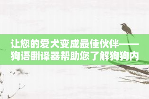 让您的爱犬变成最佳伙伴——狗语翻译器帮助您了解狗狗内心