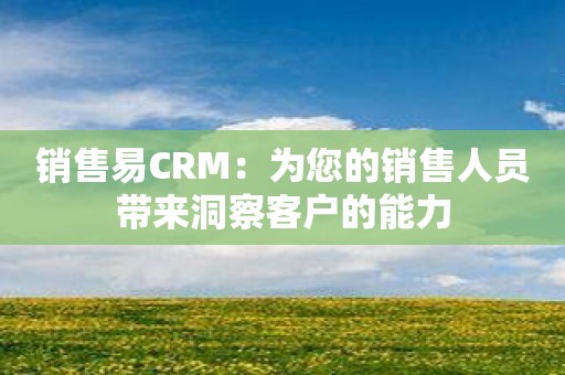 销售易CRM：为您的销售人员带来洞察客户的能力