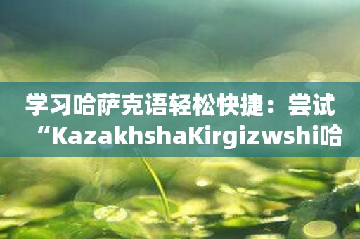 学习哈萨克语轻松快捷：尝试“KazakhshaKirgizwshi哈萨克语输入法”！