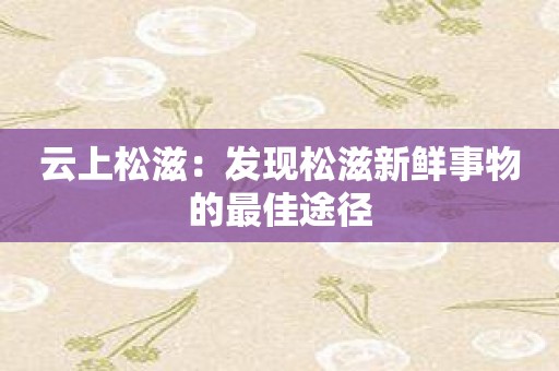 云上松滋：发现松滋新鲜事物的最佳途径