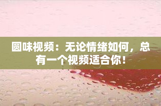 圆味视频：无论情绪如何，总有一个视频适合你！