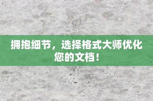 拥抱细节，选择格式大师优化您的文档！