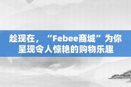 趁现在，“Febee商城”为你呈现令人惊艳的购物乐趣