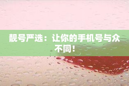 靓号严选：让你的手机号与众不同！