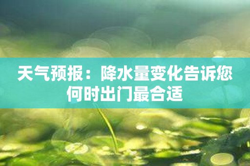 天气预报：降水量变化告诉您何时出门最合适