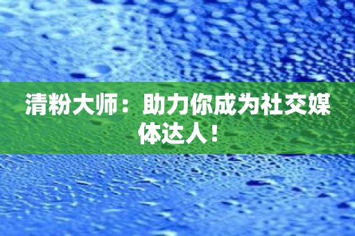 清粉大师：助力你成为社交媒体达人！