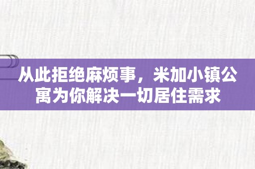 从此拒绝麻烦事，米加小镇公寓为你解决一切居住需求