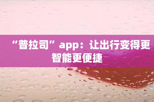 “普拉司”app：让出行变得更智能更便捷