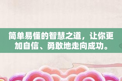 简单易懂的智慧之道，让你更加自信、勇敢地走向成功。