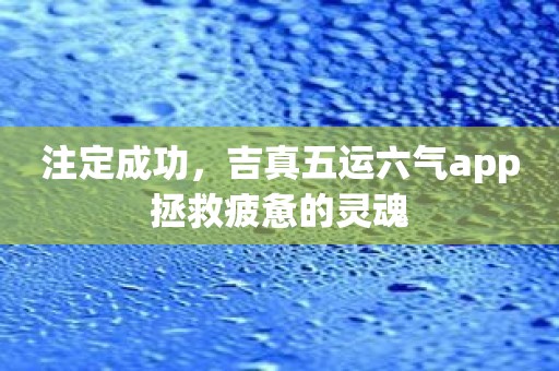 注定成功，吉真五运六气app拯救疲惫的灵魂