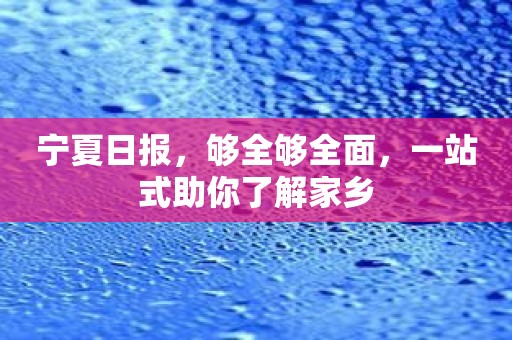 宁夏日报，够全够全面，一站式助你了解家乡