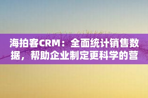 海拍客CRM：全面统计销售数据，帮助企业制定更科学的营销策略