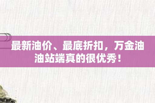 最新油价、最底折扣，万金油油站端真的很优秀！