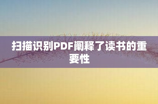 扫描识别PDF阐释了读书的重要性