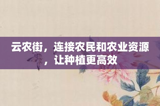 云农街，连接农民和农业资源，让种植更高效