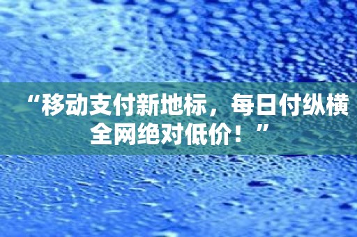 “移动支付新地标，每日付纵横全网绝对低价！”