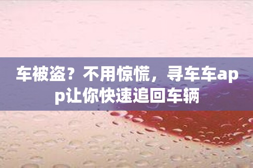 车被盗？不用惊慌，寻车车app让你快速追回车辆