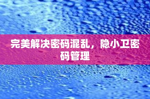 完美解决密码混乱，隐小卫密码管理