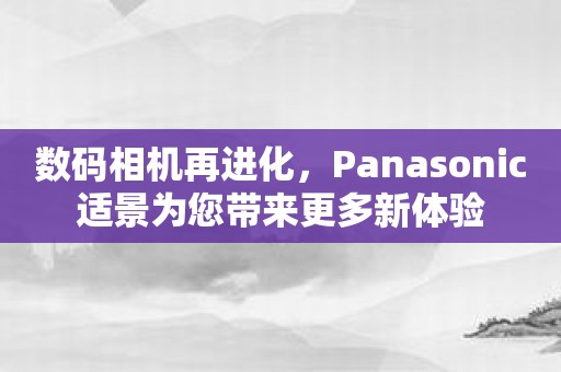 数码相机再进化，Panasonic适景为您带来更多新体验