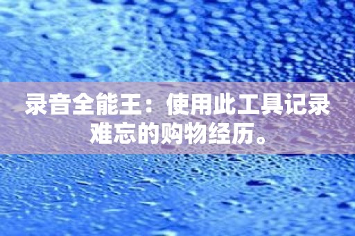 录音全能王：使用此工具记录难忘的购物经历。