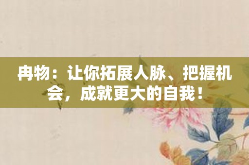 冉物：让你拓展人脉、把握机会，成就更大的自我！