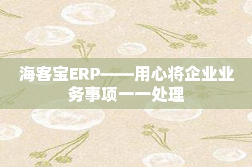 海客宝ERP——用心将企业业务事项一一处理