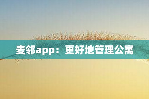 麦邻app：更好地管理公寓