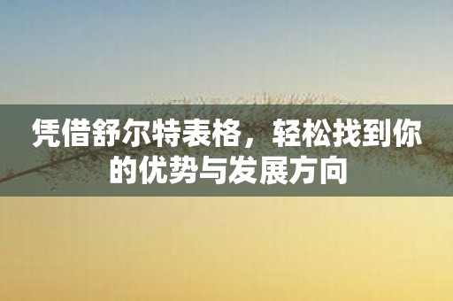 凭借舒尔特表格，轻松找到你的优势与发展方向