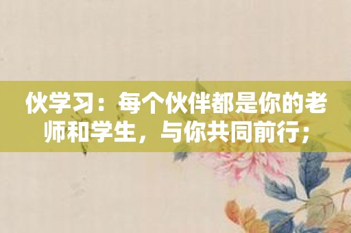 伙学习：每个伙伴都是你的老师和学生，与你共同前行；