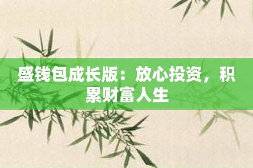 盛钱包成长版：放心投资，积累财富人生