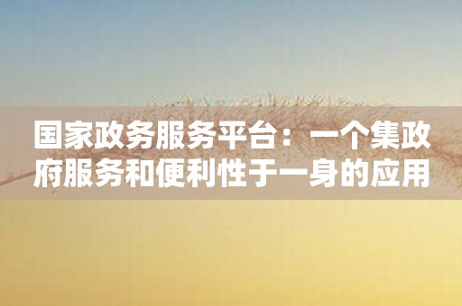 国家政务服务平台：一个集政府服务和便利性于一身的应用