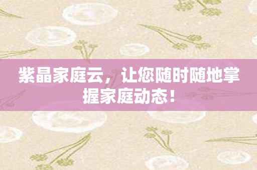 紫晶家庭云，让您随时随地掌握家庭动态！