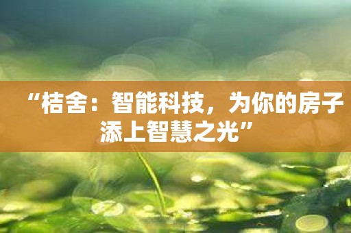 “桔舍：智能科技，为你的房子添上智慧之光”