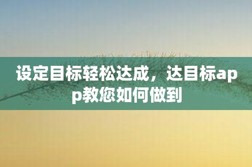 设定目标轻松达成，达目标app教您如何做到