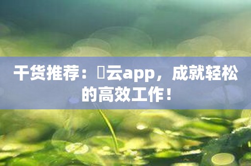 干货推荐：昇云app，成就轻松的高效工作！