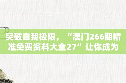 突破自我极限，“澳门266期精准免费资料大全27”让你成为彩票运营的行家里手