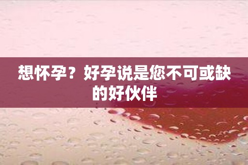 想怀孕？好孕说是您不可或缺的好伙伴