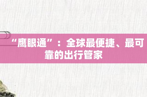 “鹰眼通”：全球最便捷、最可靠的出行管家