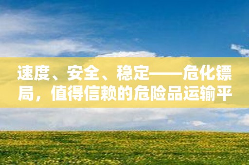 速度、安全、稳定——危化镖局，值得信赖的危险品运输平台