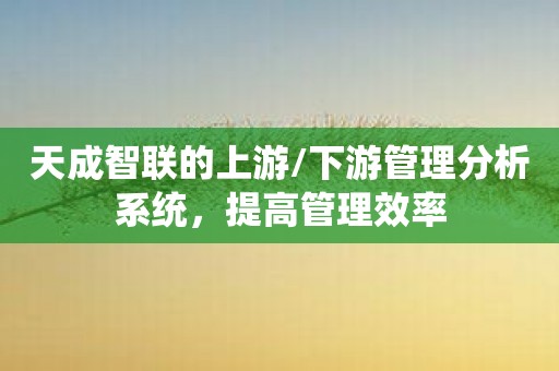 天成智联的上游/下游管理分析系统，提高管理效率