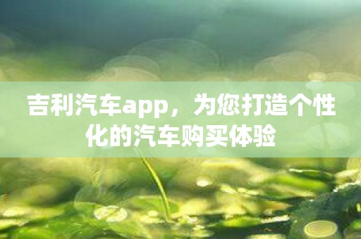 吉利汽车app，为您打造个性化的汽车购买体验