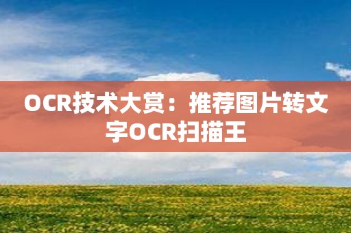 OCR技术大赏：推荐图片转文字OCR扫描王