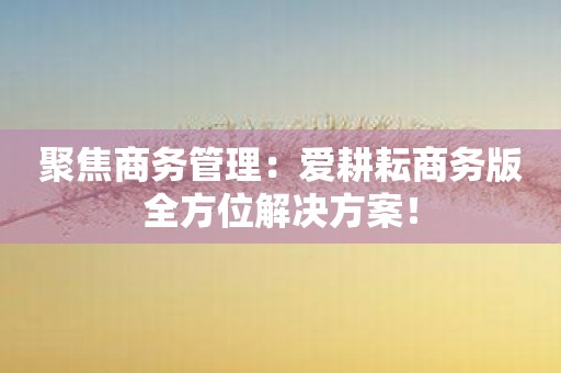 聚焦商务管理：爱耕耘商务版全方位解决方案！