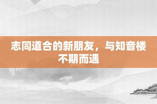 志同道合的新朋友，与知音楼不期而遇