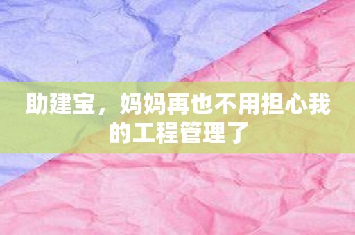 助建宝，妈妈再也不用担心我的工程管理了