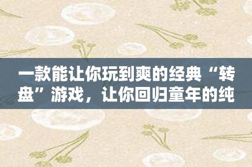 一款能让你玩到爽的经典“转盘”游戏，让你回归童年的纯真