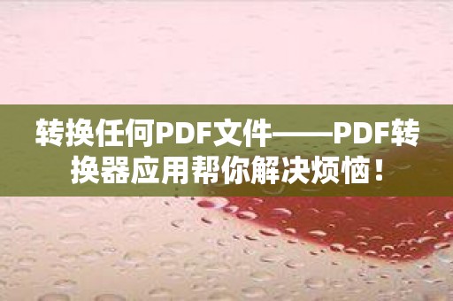 转换任何PDF文件——PDF转换器应用帮你解决烦恼！