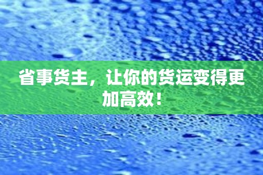 省事货主，让你的货运变得更加高效！